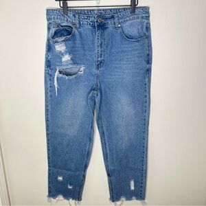 GOGO Jeans • Straight Leg Distressed Denim Jeans Size 13 / 31